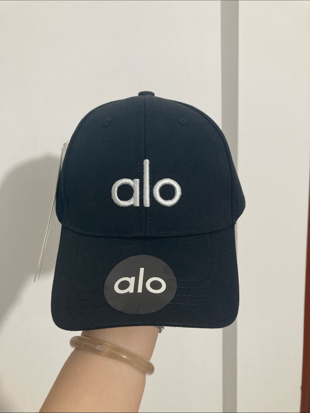 ALO Yoga Kids Black Cap with White Logo